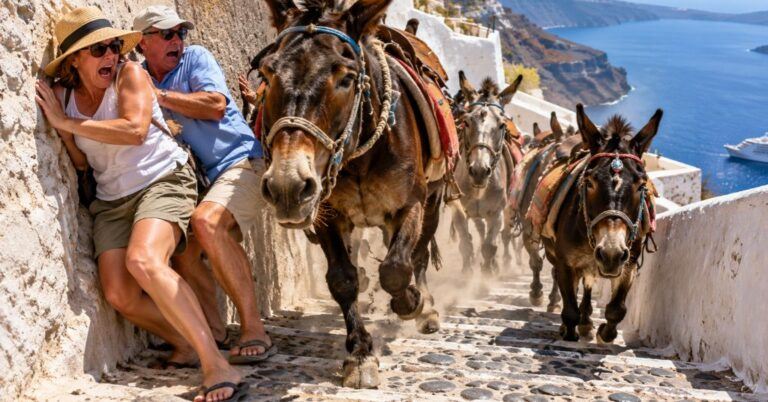 santorini donkey path