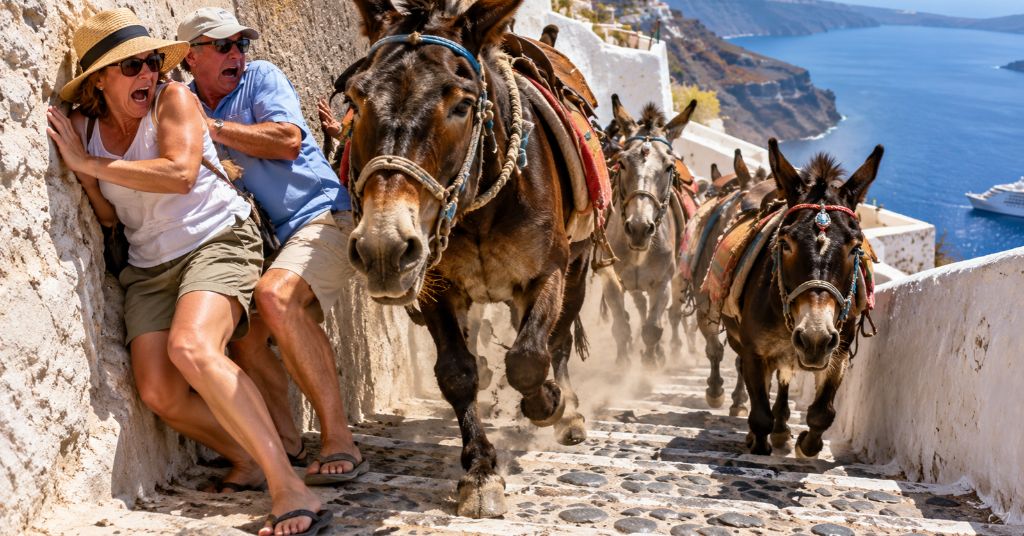 santorini donkey path